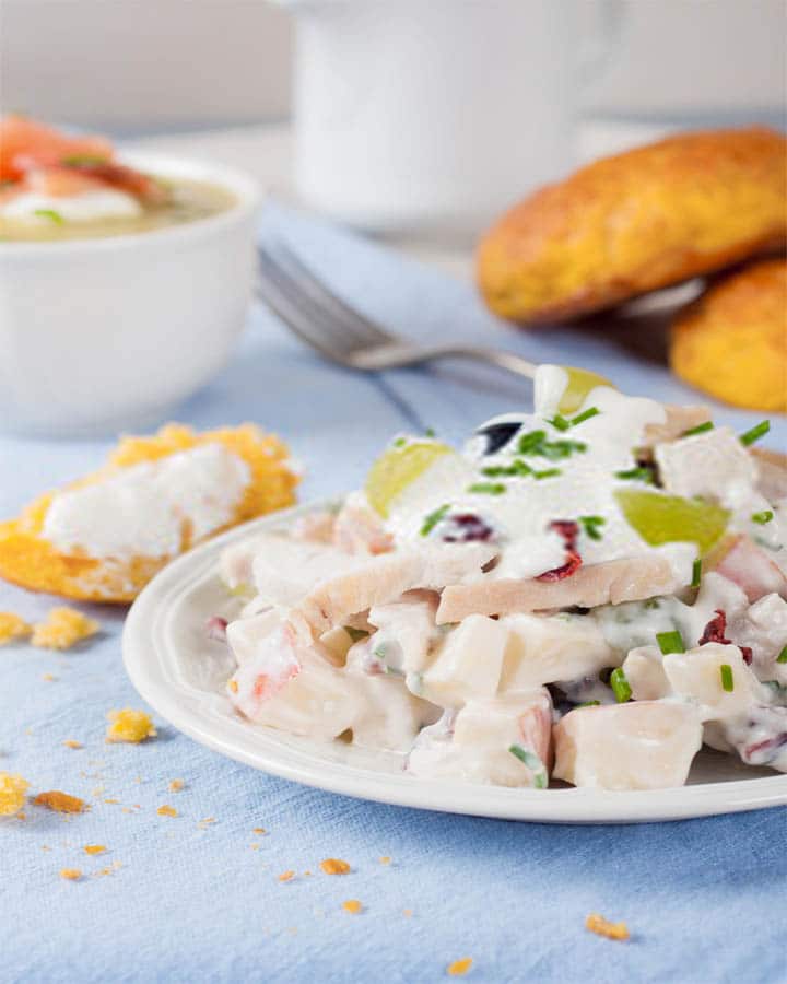 chicken salad with grapes and pecans and celery