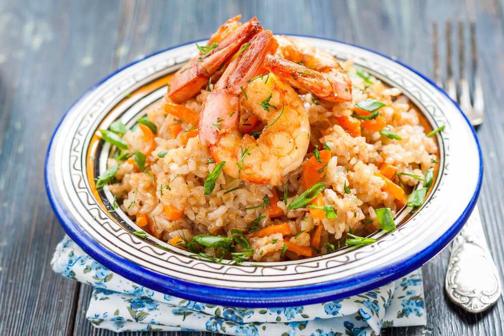 Arroz con camarones receta